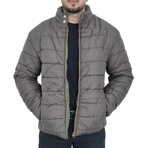 Veste matelassée à capuche pour homme, couleur olive, coupe ajustée, fermeture éclair sur le devant, imperméable, décontractée, hiver, couleur unie, polyester/nylon - Product Image 3