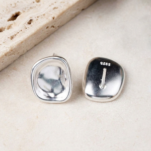 Pendientes de Plata de Ley 925 con Diseño Geométrico Cóncavo, Joyería Fina, Memoria Jewels, Venta al Por Mayor - Product Image 4