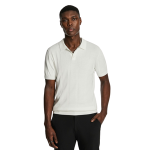 Polo tricoté pour homme Tony, manches courtes, coton premium texturé, coupe ajustée, décontracté, élégant, pour l'été, respirant, vente en gros - Product Image 5