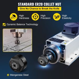 Motore Mandrino CNC Raffreddato ad Aria da 2.2KW con 24000 RPM, 6A, Pinza ER20, 220V, Mandrino Quadrato ad Alte Prestazioni per Macchine Utensili - Product Image 3