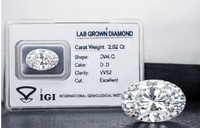 Diamante Suelto Ovalado CVD de 2.02 CT, Cultivado en Laboratorio, Corte Excelente, Color D, Claridad VVS2, Certificado IGI, Proveedor Genuino Sutariya Brothers