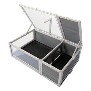 Tartaruga in legno grigio con Top rimovibile e vassoio interno ed esterno Habitat per animali domestici per tartarughe e tartarughe mobili - Product Image 6