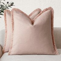 Housse de coussin carrée en lin épais brodée de fleurs, faite à la main avec franges, de luxe, style Euro Sham, avec pompons, certifiée OEKO-TEX, pour hôtel