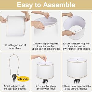 Set di 2 Paralumi in Tessuto Bianco per Lampade da Tavolo e da Terra per Arredamento Casa - Product Image 2