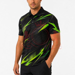 Polo Premium à Motif Noir et Vert, Tissu Respirant, Coupe Confortable, Manches Courtes, Style Sportif Décontracté - Product Image 3