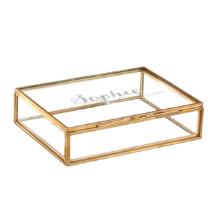 Sophie Glass Storage Box Rectangular Hinged Lid Minimalist Design 1 Layer Storage Container With Clear Cover - Product Image 1