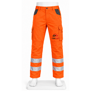 ORVO Sports Unisex High Visibility Breathable CE Certified <b>Work</b> <b>Cargo</b> Pants Orange Reflective Safety Tool Pockets Abrasion - Product Image 2