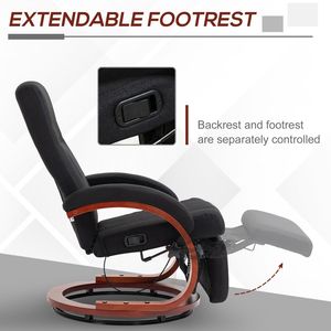 Modern Black Manual Recliner Chair Swivel Adjustment Padded Leather Arms <b>Footrest</b> Electric Wood Base Sponge for Living Room - Product Image 5