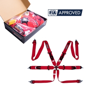 Arnés de Carreras de 6 Puntos Hecho en Taiwán, Certificado por la FIA, Ajustadores de Acero, Correa de Poliéster, 16 Colores para Equipos de Carreras OEM ODM - Product Image 1