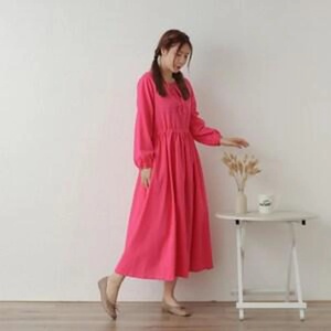 Robe en lin de haute qualité pour femmes, lin biologique, coupe ajustée, manches longues, prix de gros d'usine, cadeau pour elle - Product Image 2