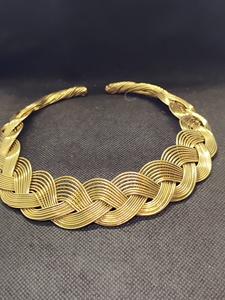 Wholesale Handmade Brass Hasli <b>Necklace</b> | Zinc Alloy Collar <b>Necklace</b> | Traditional Statement Jewelry | Bezel Setting Gold Plated - Product Image 2