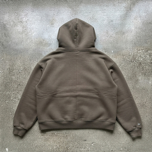 Sweat à capuche zippé unisexe surdimensionné en molleton 100 % coton épais 500 GSM à 3 couches, broderie lettre, coupe-vent, hiver - Product Image 2
