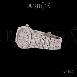 Moissanite Diamond Quartz <b>Watch</b> <b>Square</b> Unisex VVS Clarity Fully Iced Roman Dial Stainless Steel Band Alloy HipHop Sporty Daily - Product Image 5