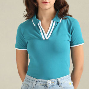 Camiseta de Manga Corta para Mujer, Tejida, Estampada, 100% Algodón, Transpirable, con Logotipo Bordado Personalizado, Precio Económico, Venta al Por Mayor - Product Image 5