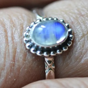Rainbow Moonstone <b>Ring</b> 925 Sterling <b>Silver</b> Handmade <b>Statement</b> Promise <b>Ring</b> for Women Boho Oval June Birthstone Jewelry - Product Image 5