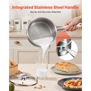 Pentola in Acciaio Inox da 1,5 Litri con Vaporiera, Antiaderente, Multiuso, Coperchio in Vetro Ergonomico per Uso Domestico in Cucina - Product Image 3