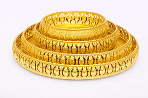 Juego de bandejas doradas para regalar bandejas decorativas para festivales juego de bandejas Pooja - Product Image 2