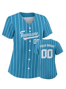 เสื้อเบสบอลทีมสีน้ำตาลแบบยูนิเซ็กซ์ คอวี แขนสั้น พิมพ์ลายทีมหมายเลข 00 แบบดิจิทัล ผ้าโพลีเอสเตอร์ระบายอากาศได้ดี น้ำหนัก 220 กรัม ติดกระดุม - Product Image 3