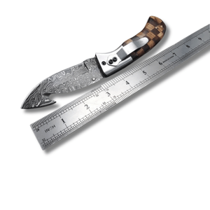 Premium Damascus Folding Gut Hook / hunting / skinning Knife Wholesale Supplier with Wooden Handle for USA and Europe Markets - Product Image 6