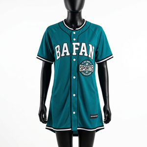 Maillot de baseball respirant en maille 180 GSM, bleu sarcelle et noir, avec logo personnalisé en twill, maillot de baseball pour femmes Elite Pro Team - Product Image 5