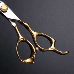 Ciseaux de coiffure professionnels IKZARSA en acier 440C avec manche doré, ciseaux à effiler pour droitiers, lame tranchante, réutilisables pour salon - Product Image 1