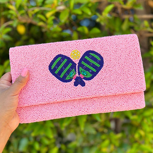 Bolso de Noche Plegable con Diseño de Raqueta de Tenis y Cuentas Hechas a Mano, Tamaño Personalizado, Cartera Deportiva para Mujer, Bolsos Casuales al por Mayor - Product Image 4