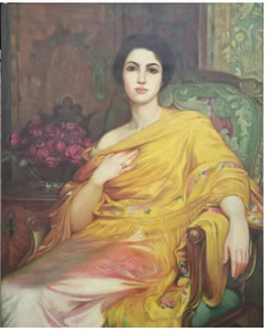 Handmade Art Deco Portrait <b>Oil</b> <b>Painting</b> Contemporary Home Wall Decor Yellow red black figurative Original canvas home decoration - Product Image 2