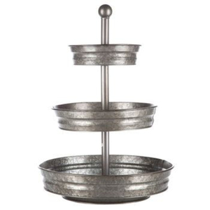 Support à gâteau en métal galvanisé à 3 niveaux avec bordure en cuivre, style ferme, plateau de service pour desserts et cupcakes - Product Image 3