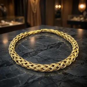 Handmade Brass Hasli <b>Necklace</b> | Gold Plated Open Collar Choker | Traditional Tribal Brass Neckpiece | Adjustable Fashion Jewelry - Product Image 3