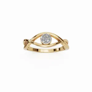 Anillo de Diamante Cultivado en Laboratorio Mystic Eye en Oro Amarillo de 18K, Corte Brillante Redondo, Juego de 7 Piezas para Exportación al por Mayor desde India - Product Image 1