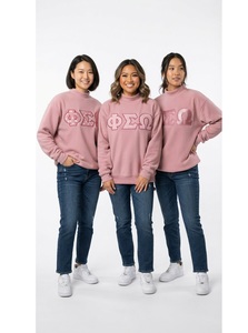 Sudadera Oversize de Cuello Alto para Mujer con Aplique de Letras Griegas Personalizadas, Ajuste Holgado, Ropa Casual - Product Image 3
