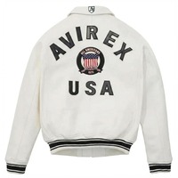 Blouson bomber rouge pour homme Avirex, veste streetwear américaine, patchs brodés, bordure côtelée