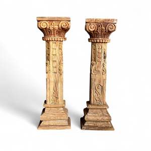 Columna Decorativa Tallada a Mano en Madera de Teca Sólida de Estilo Indio Vintage para Proyectos de Templos, Villas y Hoteles |   Mix Match 1 Contenedor - Product Image 1