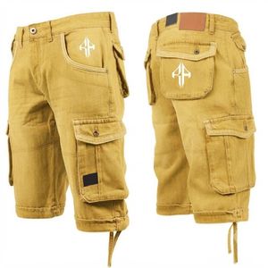 Pantalones Cortos de Mezclilla para Hombre, de Alta Calidad, con Estampado de Serigrafía, Estilo Jeans, de Pierna Ancha, Material Spandex/Poliéster - Product Image 1