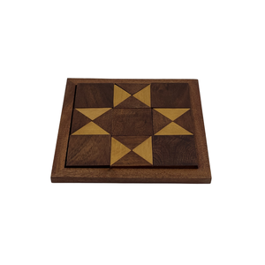 Ensemble de puzzles Tangram en bois faits à la main |   Casse-tête triangulaire en bois de rose indien |   Jeu éducatif IQ pour enfants et adultes - Product Image 1