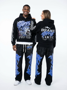 Conjunto Deportivo de Moda Urbana 2026, Sudadera con Capucha y Pantalones Deportivos Vintage Lavados, Diseño Personalizado de Calavera con Alas, para Hombre - Product Image 3