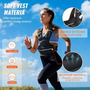 Gilet lesté réglable 20-32 lb avec 6 poids en sable de fer, bande réfléchissante, ensemble d'exercices corporels incluant des poids de 10 kg et 30 kg - Product Image 1
