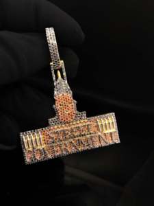 Pendentif Ice Legacy personnalisé, thème Code Matriciel, style urbain et gouvernemental, avec zircons cubiques (CZ) et imitation diamant, plaqué argent et rhodium, breloque hip-hop - Product Image 2