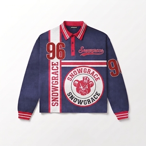 Maillot de baseball Snowgrace à manches longues, col rabattu, coupe classique, unisexe, vêtements pour adultes, impression sublimée, numéros d'équipe - Product Image 1