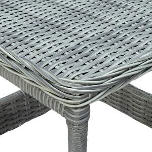 Table de jardin en rotin PE gris clair, acier thermolaqué et plateau en PP, mobilier d'extérieur élégant - Product Image 4