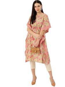 High Quality Designer Cotton Floral Printed <b>Kaftan</b> <b>Summer</b> Daily Wear Regular Fit Sweetheart Neck Washable Three Quarter Sleeve - Product Image 1
