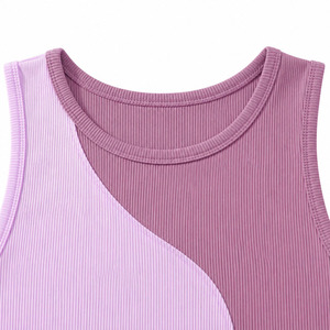 Camiseta sin Mangas de Punto de Color Sólido para Mujer, de Alta Calidad, Cuello Redondo, Estilo Casual, Color Rosa Claro, Largo Regular - Product Image 5