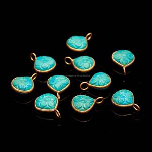 Colgante de piedra preciosa tallada a mano con flor de turquesa azul AAA, plata de ley 925, amuleto de piedra de turquesa azul para la fabricación de joyas, 12 mm - Product Image 6