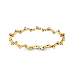 14K Yellow Gold Diamond <b>Bangle</b> <b>Bracelet</b> | 1.00TCW White Diamond Jewelry | 7 Inch Luxury Women's Wedding Party Wear Accessory - Product Image 3