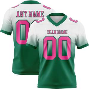 Camiseta de fútbol blanca con malla rosa y verde Kelly, auténtica, estilo vintage a rayas, streetwear, oversize, corta, de poliéster. - Product Image 1