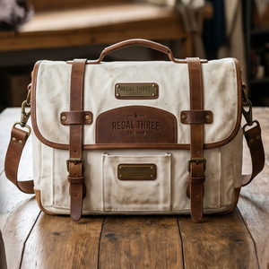 Regal Three <b>Canvas</b> Messenger Bag Large Durable Buckle Closure Embossed Logo All Seasons Business Messenger Use Bags - Product Image 1