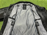 Blouson aviateur en cuir noir pour homme Avirex, avec patch brodé USA, coupe-vent, style moto, col rabattu, coupe classique