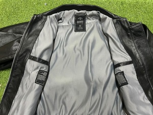 Avirex Men's Black Leather Bomber Jacket Embroidered USA <b>Patch</b> Windproof Moto Style Turn-down Collar Regular Fit - Product Image 6
