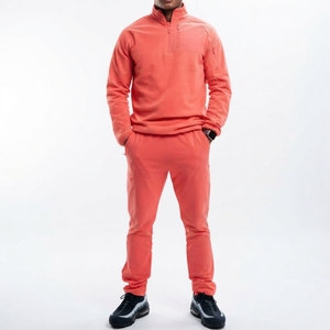Ensemble de survêtement décontracté deux pièces pour homme avec sweat-shirt à col zippé et pantalon de jogging, vêtements de sport, fabricant sur mesure - Product Image 1