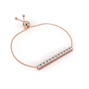 Pulsera Bolo con Diamantes Curvos en Barra – 12 Diamantes CVD de Laboratorio de 2mm, Oro Amarillo de 10K, 14K, 18K, Cadena Ajustable Tipo Box - Product Image 6
